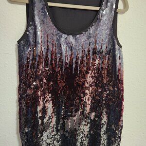 NWOT Luisa Cerano | Black Sleeveless Sequin Camisole Top Large